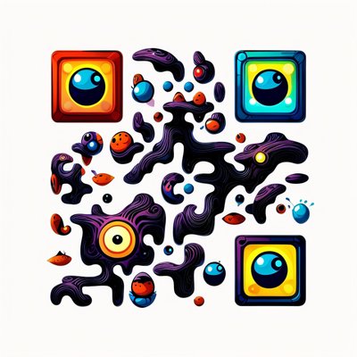 Alien Eyeball Creatures Cartoon QR Code for Stickers