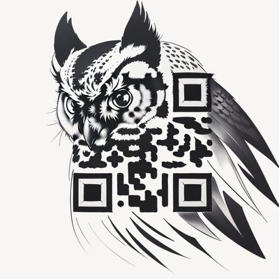 Horned Owl Ink Tattoo QR Code for Temporary Tattoos