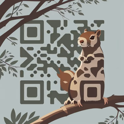 Squirrel on Branch Flat Vector QR Code for Posters — image 1