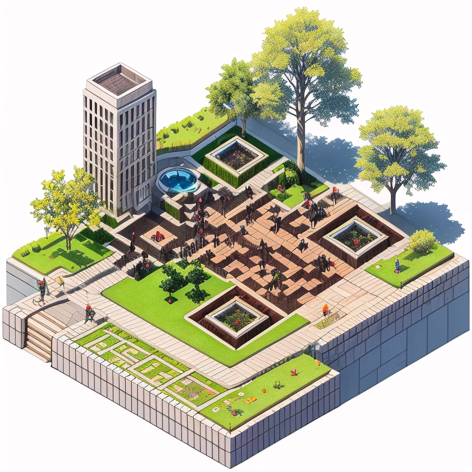 Изометрический городской парк: 3D QR-код для постеров — изображение 1