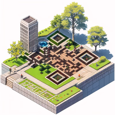 Изометрический городской парк: 3D QR-код для постеров — изображение 1