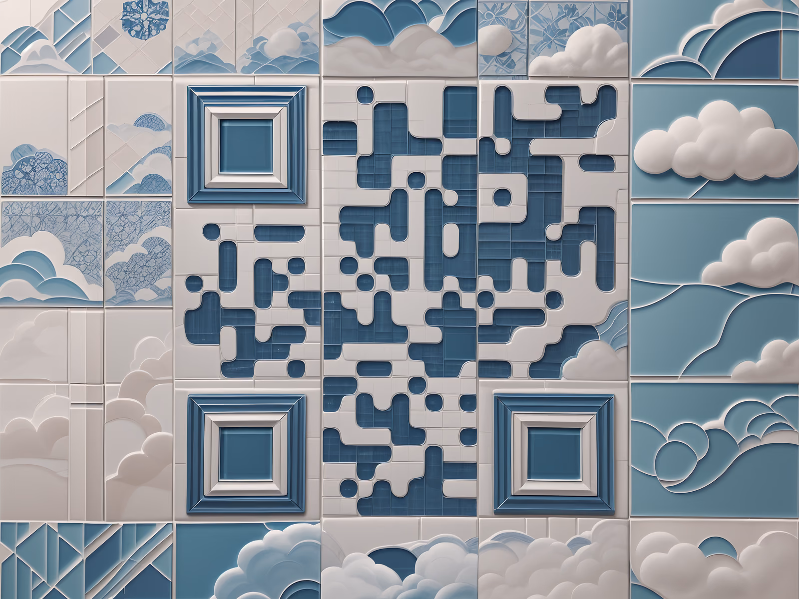 Cloud Ceramic Tile Mosaic QR Code Art — image 1