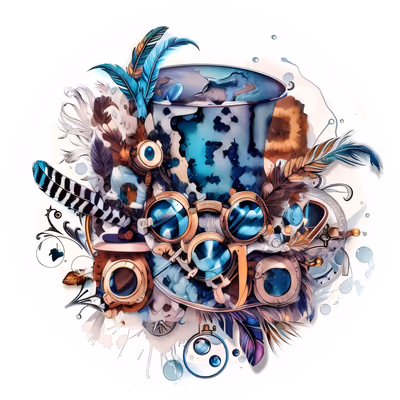 Steampunk Top Hat Goggles Feathers QR Code for Stickers — image 1