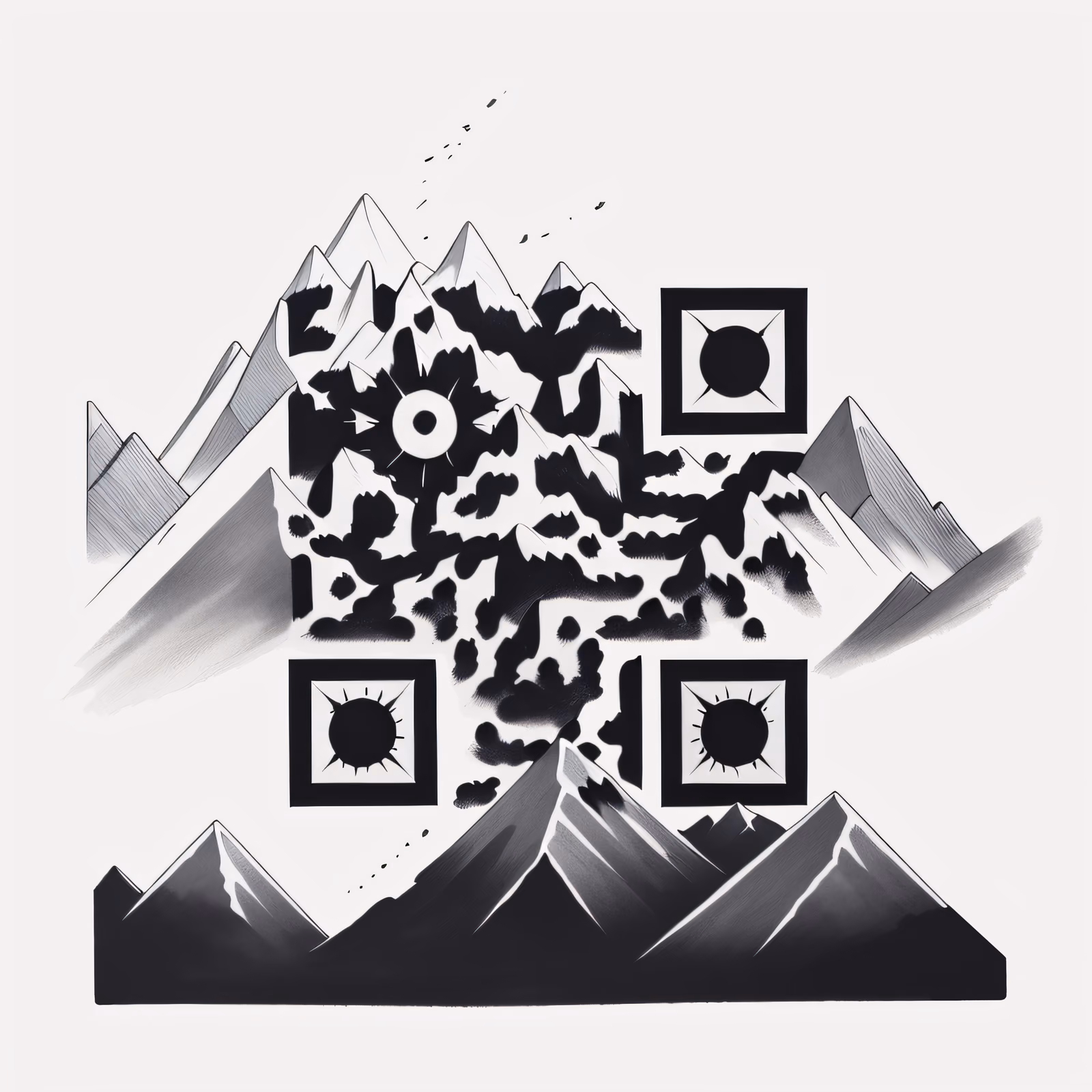 Mountain Range Ink Tattoo QR Code for Apparel — image 1