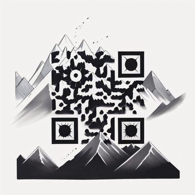 Mountain Range Ink Tattoo QR Code for Apparel