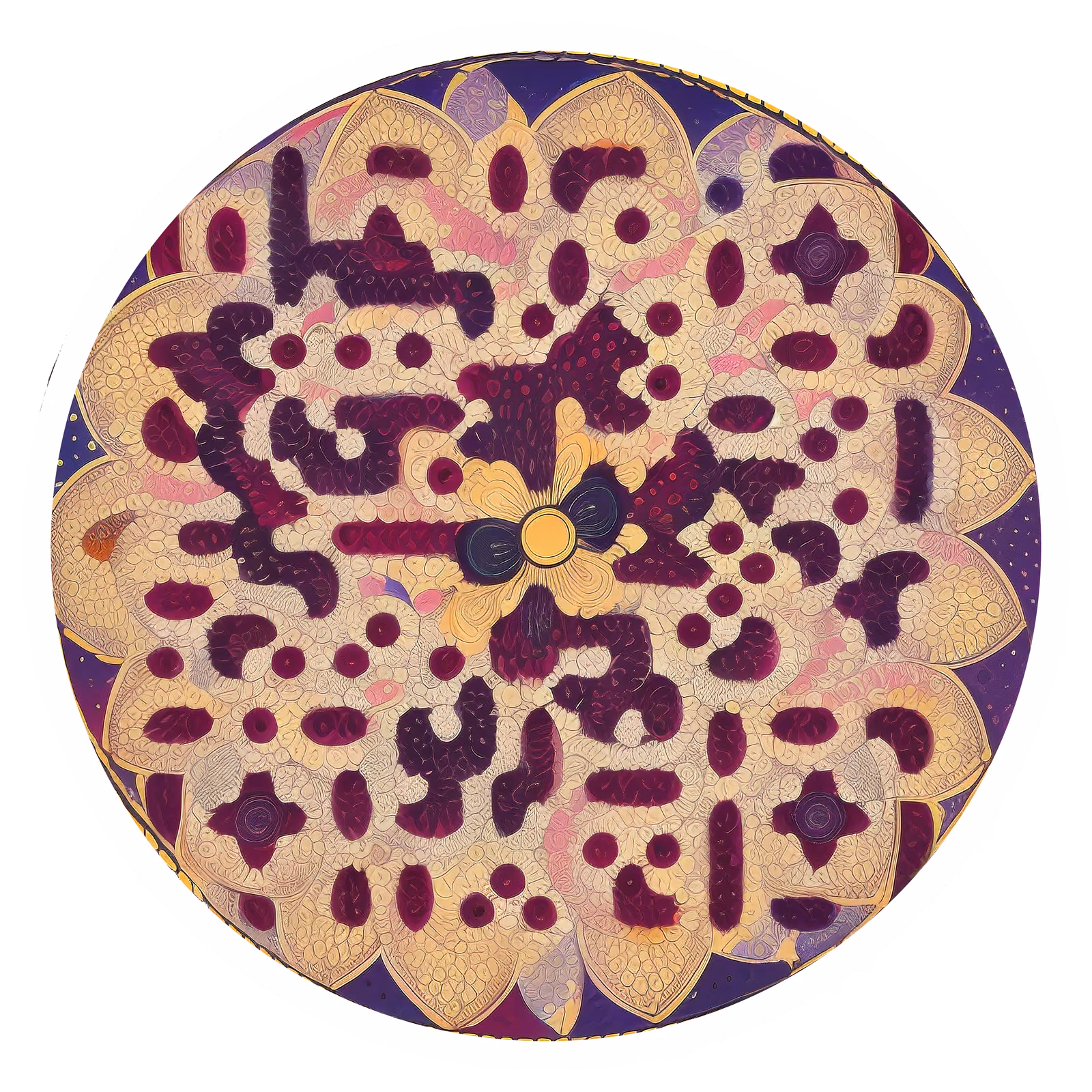 Plum and Gold Mandala Medallion QR Code Art — image 1