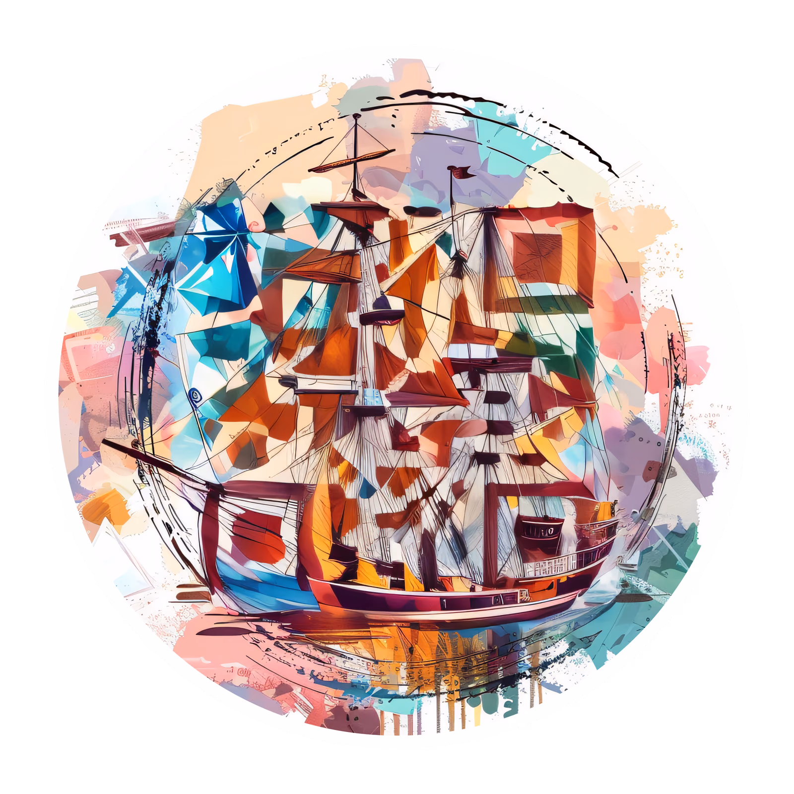 Tall Ship Abstract Vector QR Code for Stickers — image 1