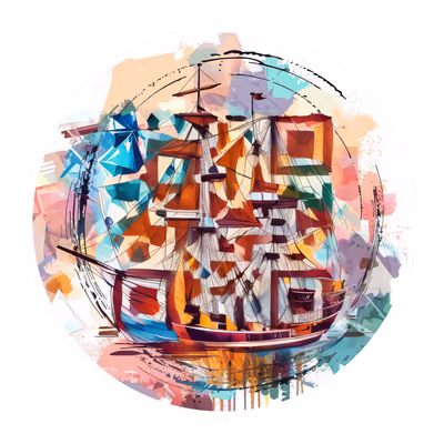 Tall Ship Abstract Vector QR Code for Stickers — image 1