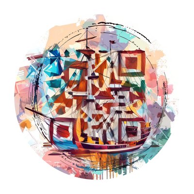 Tall Ship Abstract Vector QR Code for Stickers