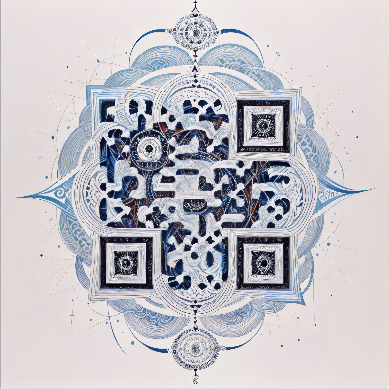 Celtic Knot Mandala in Blue QR Code Art — image 1
