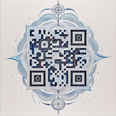Celtic Knot Mandala in Blue QR Code Art