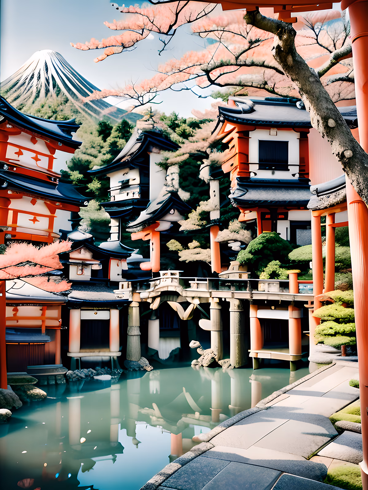 Japanese Shrine Bridge Photo QR Code for Posters — image 1