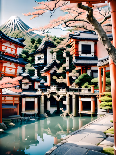 Japanese Shrine Bridge Photo QR Code for Posters — image 1