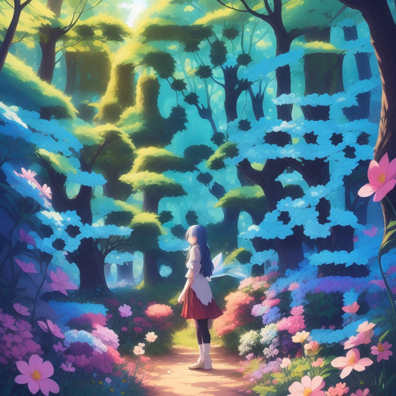 Anime Girl in Magical Forest QR Code for Book Covers — image 1