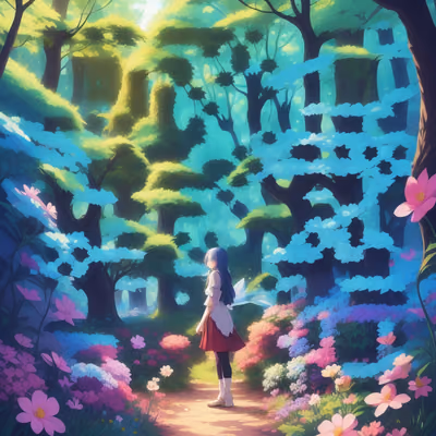 Anime Girl in Magical Forest QR Code for Book Covers — image 1