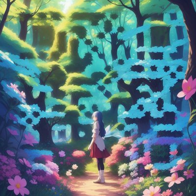 Anime Girl in Magical Forest QR Code for Book Covers