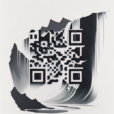 Waterfall Cliff Ink Tattoo QR Code for Temporary Tattoos