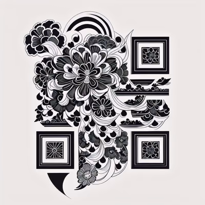 Marigold Tattoo Line Art QR Code for Temporary Tattoos — image 1