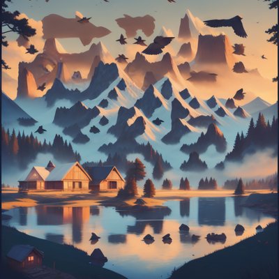 Mountain Lake Cabin Poster QR Code for Posters