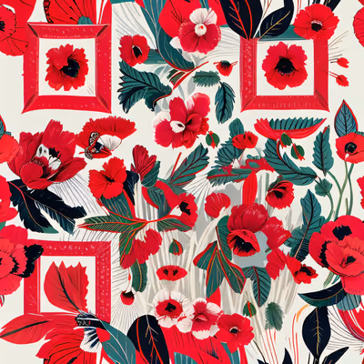 Red Poppy Silkscreen Pattern QR Code for Apparel — image 1