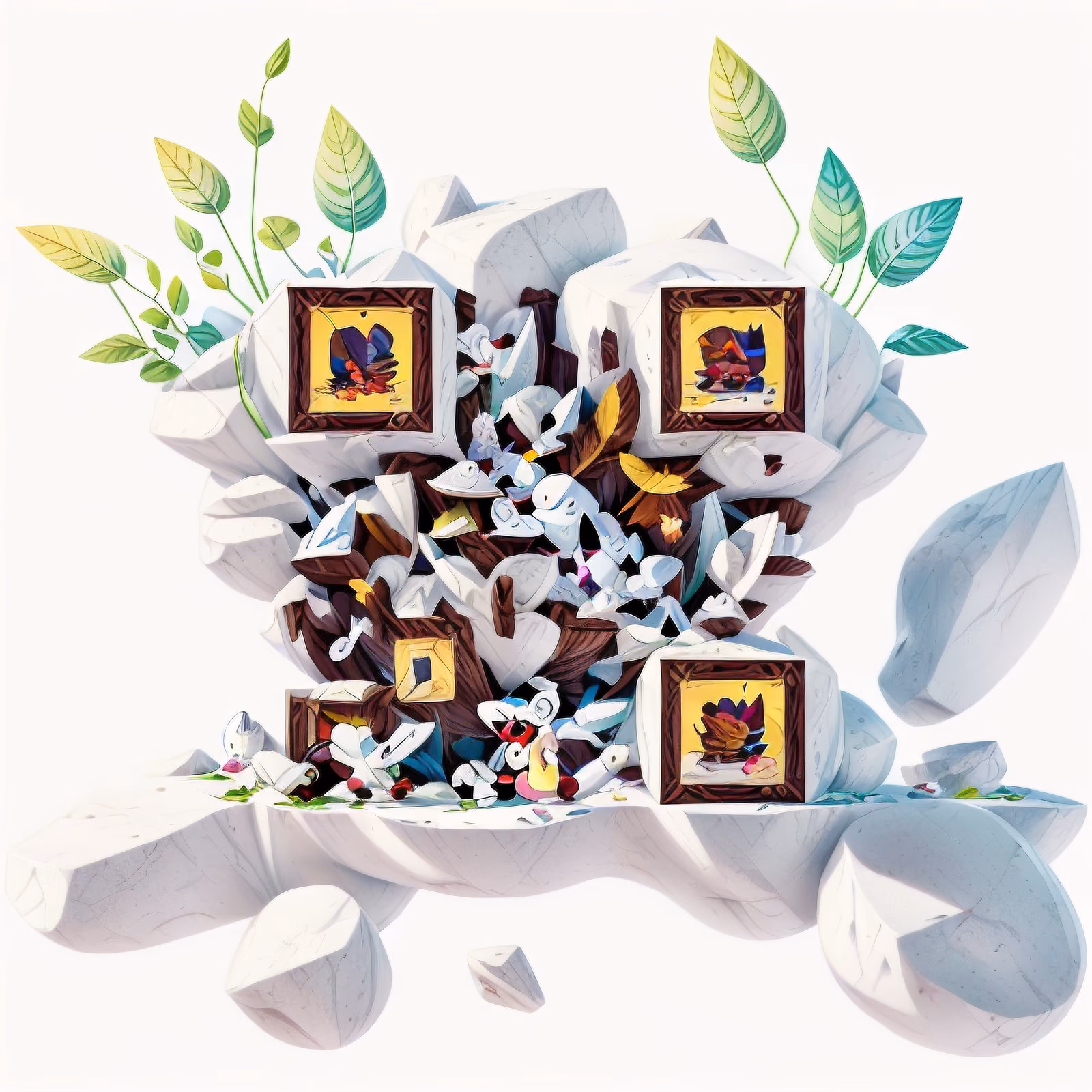 Каменные блоки в игровом стиле: QR-код для стикеров — изображение 1