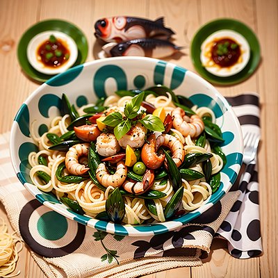Seafood Pasta Bowl Photorealistic QR Code for Restaurant Menus
