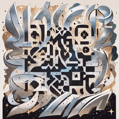 Chrome Graffiti Lettering QR Code for Posters — image 1