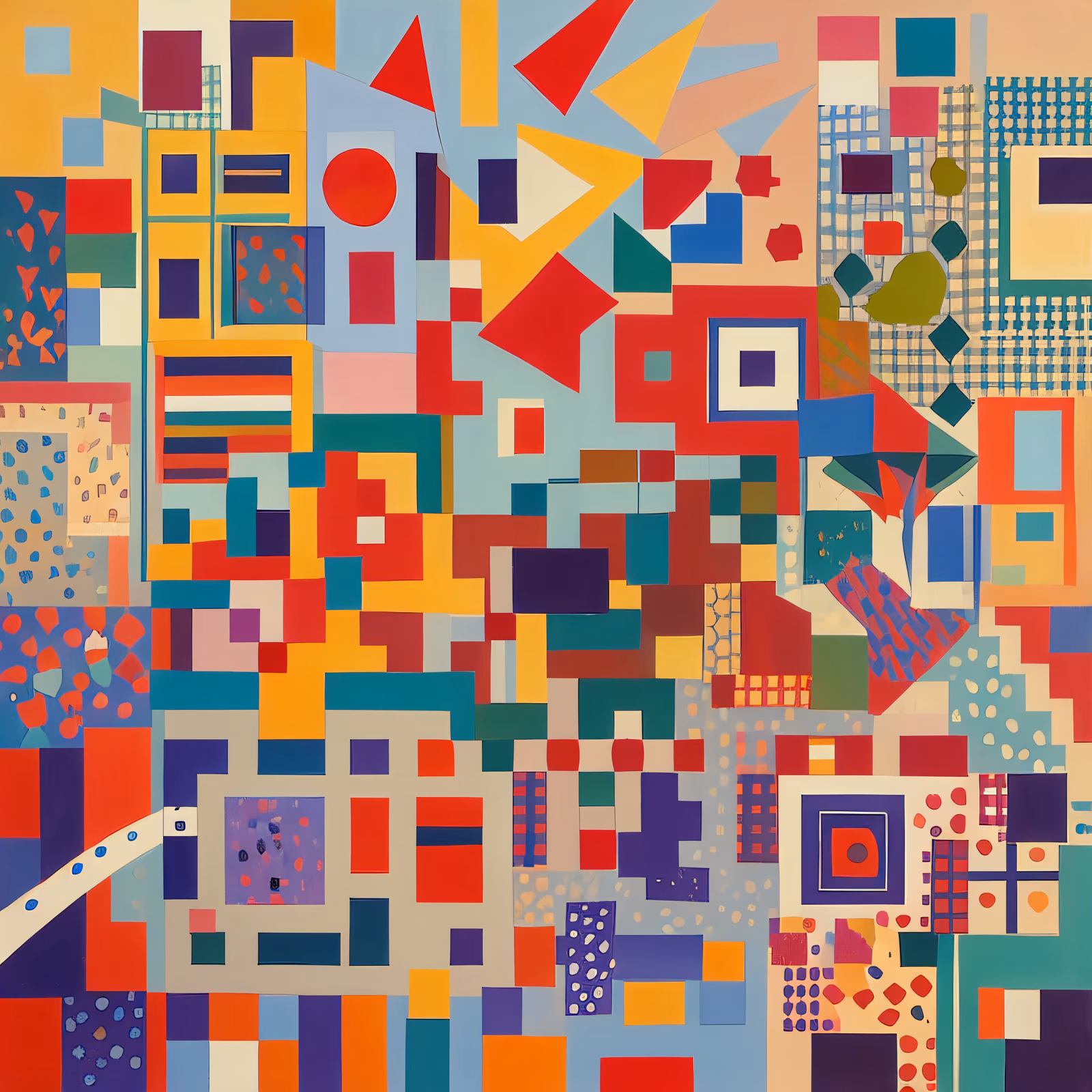 Colorful Geometric Patchwork Abstract QR Code Art — image 1