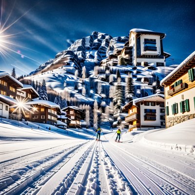 Alpine Ski Village Winter QR Code Art