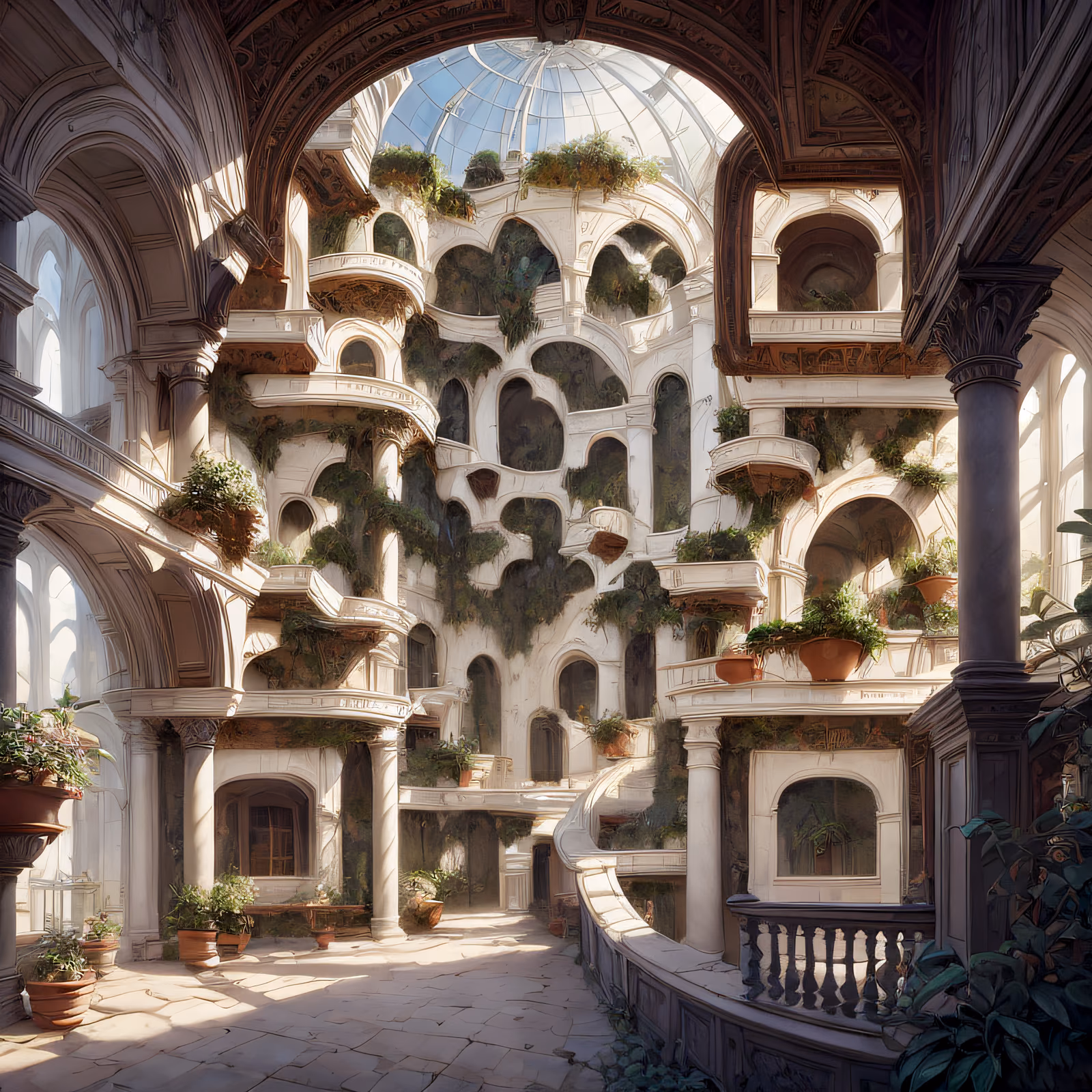 Domed Atrium Matte Painting QR Code Art — image 1