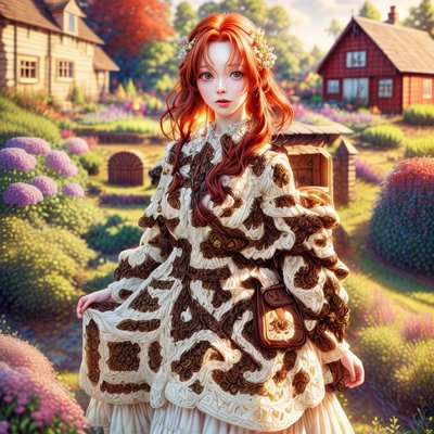 Red Haired Girl Cottage Garden QR Code Art