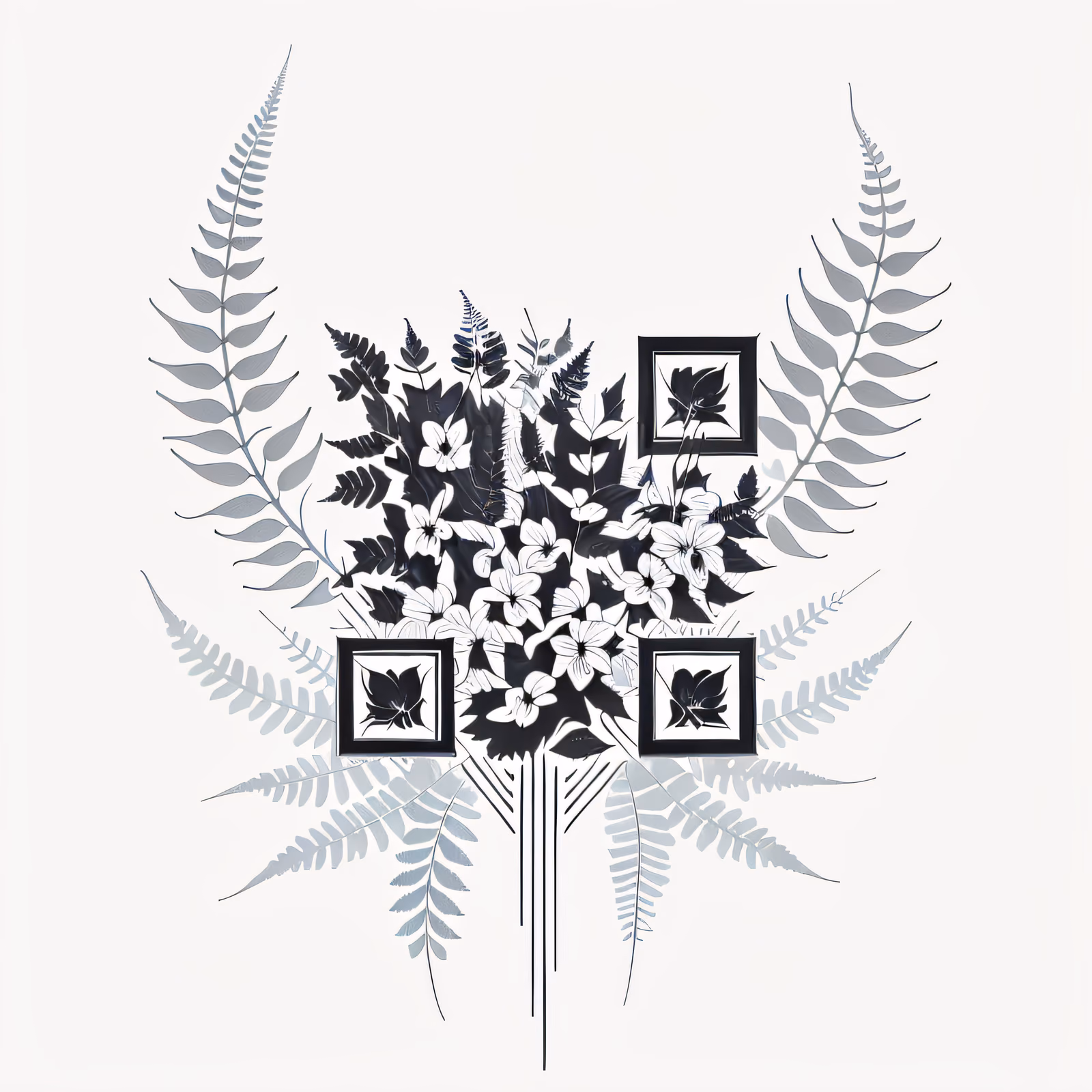 Fern and Orchid Ink Tattoo QR Code for Temporary Tattoos — image 1