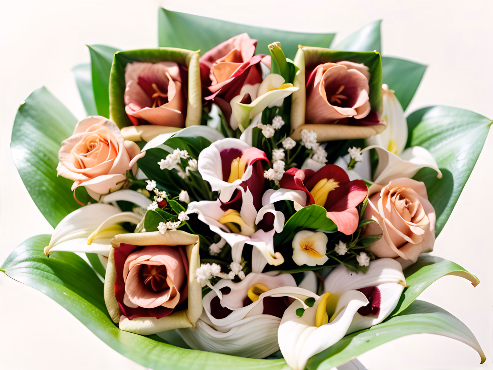 Rose Calla Lily Bouquet Photo QR Code for Greeting Cards — image 1