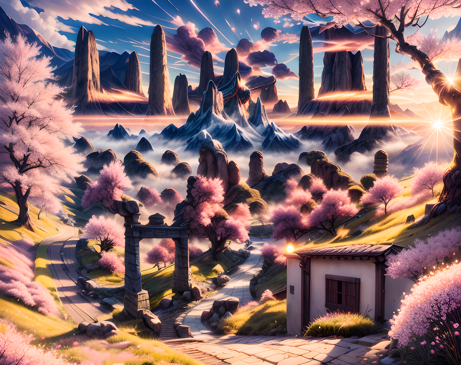 樱花山谷奇幻二维码艺术 — 图片 1