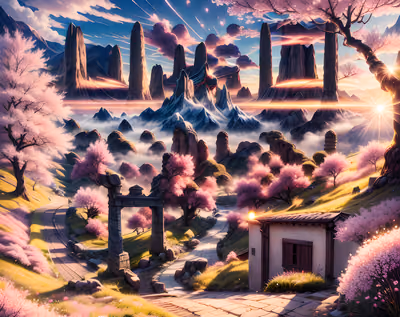 樱花山谷奇幻二维码艺术 — 图片 1