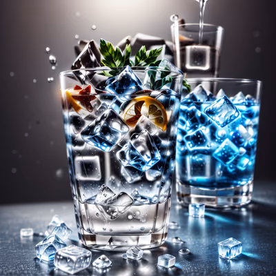 Стаканы с ледяной водой: фотореалистичный QR-код для меню ресторана — изображение 1