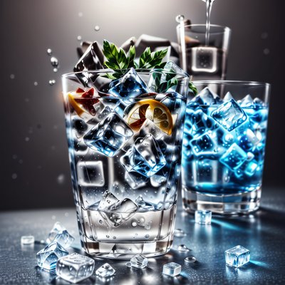 Iced Water Glasses Photorealistic QR Code for Restaurant Menus