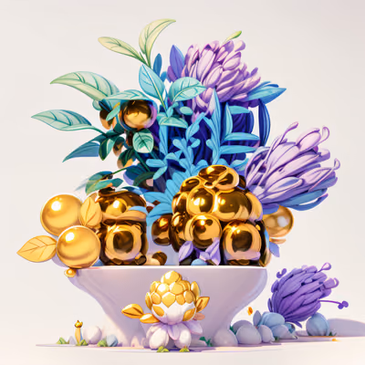 Golden Orbs Lavender 3D Render QR Code for Stickers — image 1