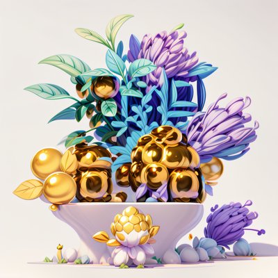 Golden Orbs Lavender 3D Render QR Code for Stickers