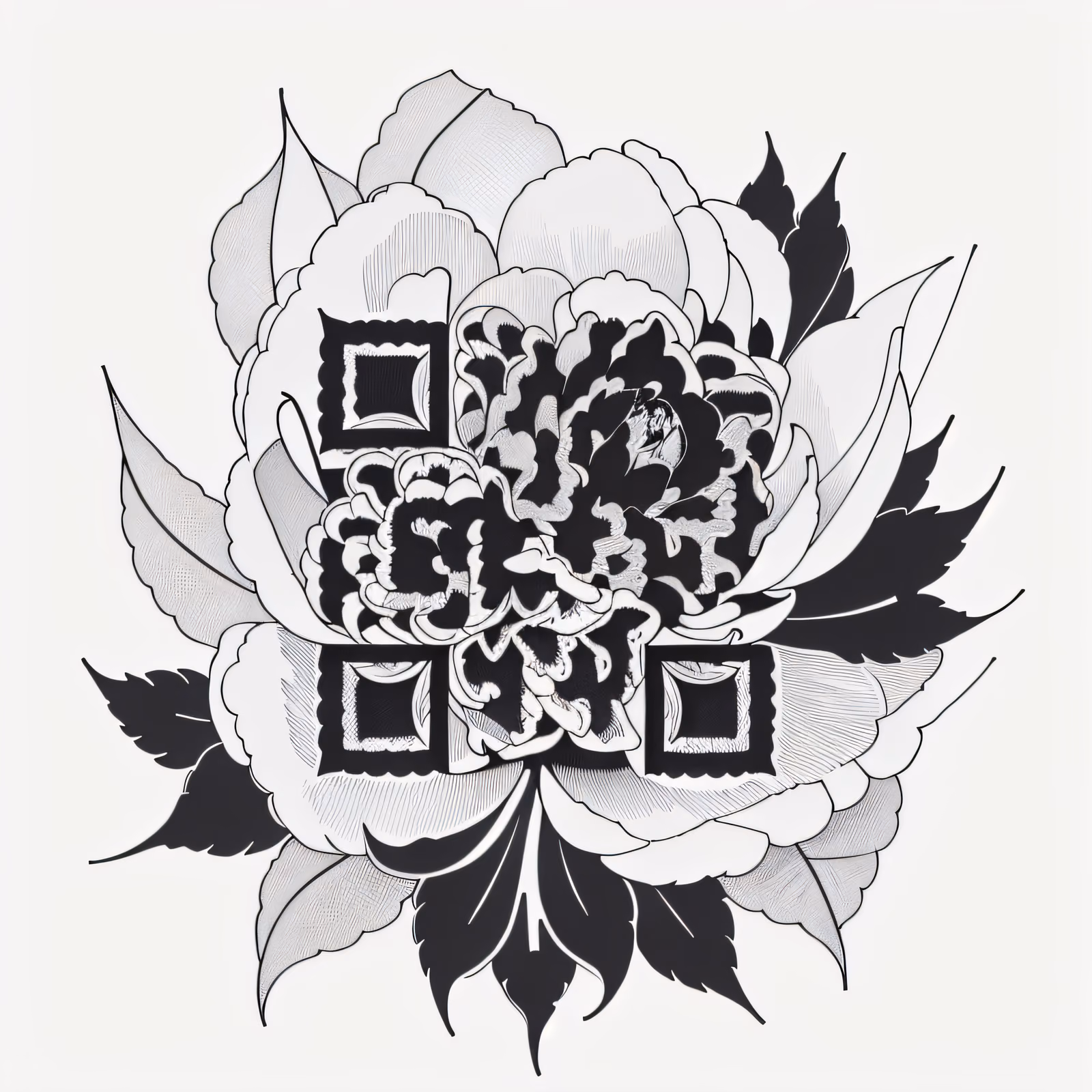 Peony Ink Tattoo QR Code for Temporary Tattoos — image 1