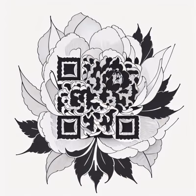 Peony Ink Tattoo QR Code for Temporary Tattoos — image 1