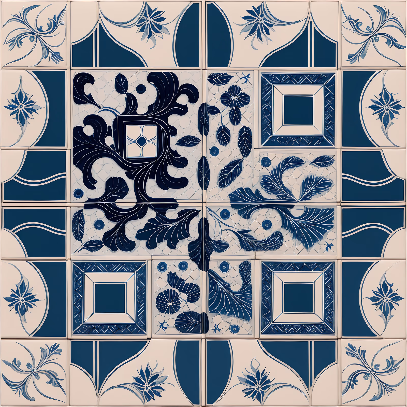 Blue Delft Tilework Floral QR Code Art — image 1
