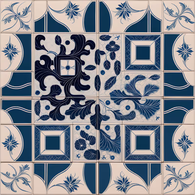 Blue Delft Tilework Floral QR Code Art — image 1