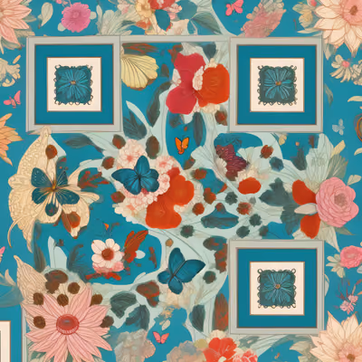 Teal Floral Butterfly Pattern QR Code Art — image 1
