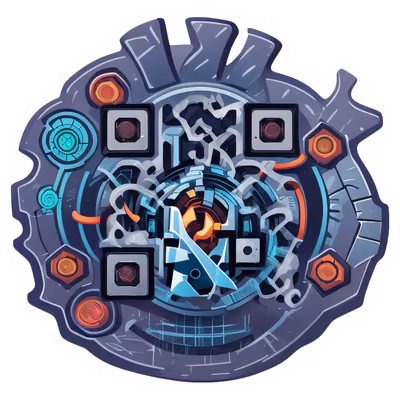 Механическая технологичная эмблема, векторный QR-код для стикеров — изображение 1