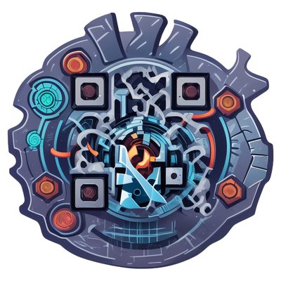 Mechanical Tech Emblem Vector QR Code for Stickers