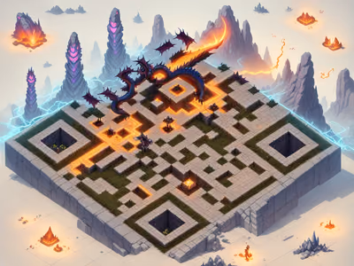 Isometric Dragon Lava Maze QR Code for Posters — image 1