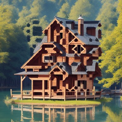 Wooden Lake House Vector QR Code for Posters