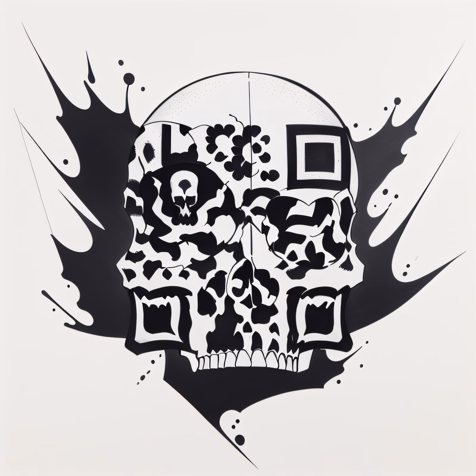 Ink Splatter Skull Tattoo QR Code for Temporary Tattoos — image 1