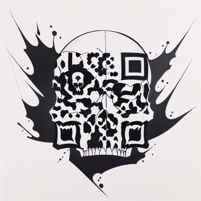 Ink Splatter Skull Tattoo QR Code for Temporary Tattoos — image 1